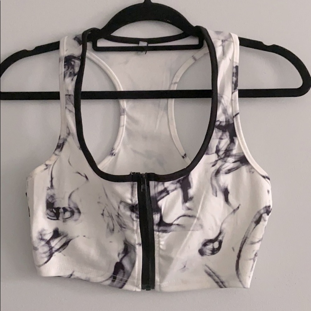NEW Marble Print Crop Top with zip up, S